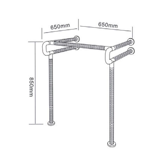 Поручень для інвалідів для умивальника, ширина 650х650 мм, висота 850 мм, AISI 304, колір білий HS-004C 0273 фото від Arfen