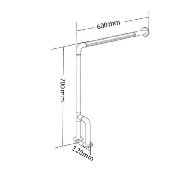 Поручень для людей з інвалідністю для туалету вкритий ABS пластиком, ширина 600 мм, висота 700 мм, AISI 304, колір білий HS-028A 0274 фото від Arfen