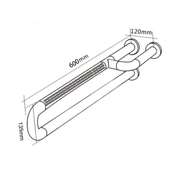 Поручень для інвалідів для умивальника, ширина 600 мм, висота 120х135 мм, AISI 304, колір білий HS-002A 0275 фото від Arfen