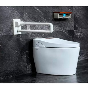 Поручень для инвалидов откидной для туалета, ширина 600 мм, высота 200х135 мм, AISI 304, цвет белый HS-018A 0276 фото от Arfen