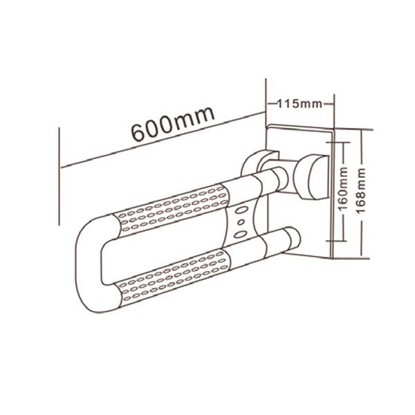 Поручень откидной для туалета, ширина 600 мм, высота 200х135 мм, AISI 304, цвет белый HS-018A 0276 фото от Arfen