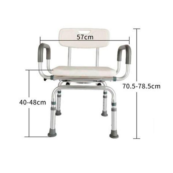 Стул для душа со спинкой и поручнями, поворотный, регулировка высоты, с пластиковым сиденьем 40х33см KY-1301A 0266 фото от Arfen